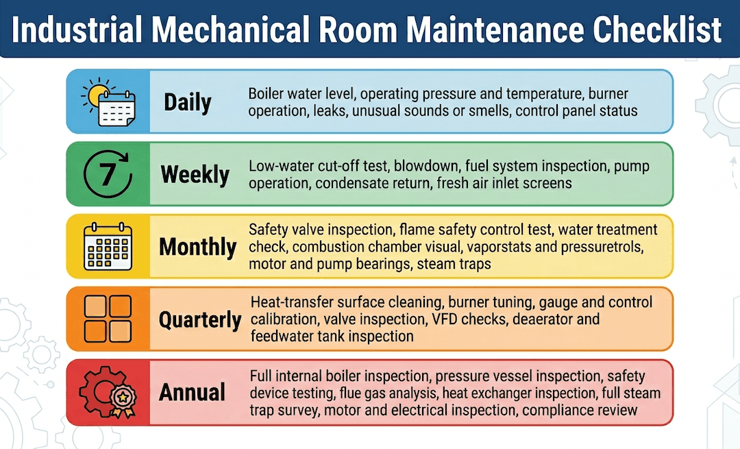 Industrial Mechanical Room Maintenance Checklist: What to Inspect and How Often